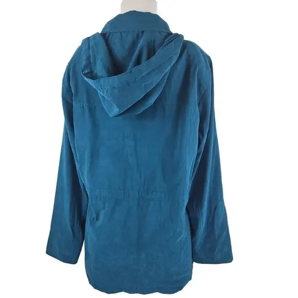 London Fog Teal Hooded Full Zip Front Pockets Women's Winter Jacket L - Picture 2 of 6